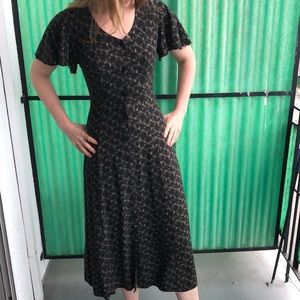Cotton Black 90s Dress w/Cap Sleeves